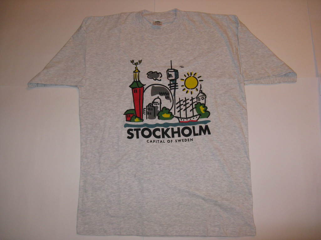Basic Cotton T-shirt Printed with “STOCKHOLM CHURCH