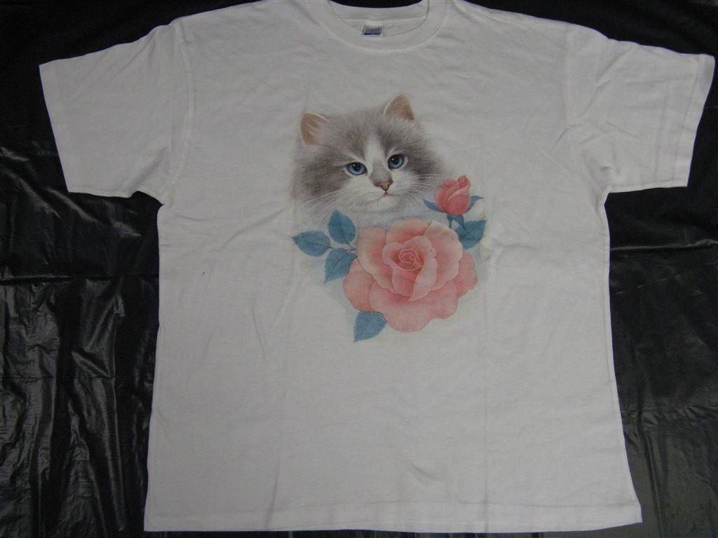 AMERICAN PRINTED T-SHIRT-UNFORGETTABLE GIFT- PRINTED AMERICAN MOTIVE CAT WITH ROSE-TOP QUALITY-LOWEST PRICE GAURANTEE-DO NOT MISS THIS CHANCE-FREE HOME(POST OFFICE) DELIVERY-REA 50%